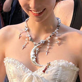 Maytrends Goddess the Moon Pearl necklace high-grade sense niche crystal fringe collar chain original design women's banquet accessories