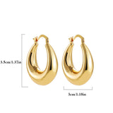 Maytrends Vintage 18K Gold Plated PVD Thick Hammered Hoop Earrings for Women Waterproof Twist Circle Round Huggie Ear Ring Femal Jewelry