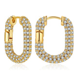 Maytrends Fashion CZ Zircon Round Huggie Hoop Earrings for Women Geometric U Shape Ear Buckle Hoops Gold Plated Stainless Steel Jewelry