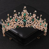 Maytrends Baroque Green Crystal Tiaras And Crowns Rhinestone Prom Bridal Wedding Hair Accessories Jewelry Crown Tiara For Women Bride Gift