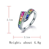 Maytrends New Trendy Ladies White Filled Multicolor Rainbow AAA Zircon Elegant Ring Wedding Engagement Rings JewelryNew store specials