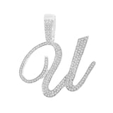 Maytrends New A-Z Cursive Letter Paved Crystal Pendant Necklace For Women Bling Initial Alphabet Rope Chain Necklace Jewelry