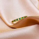 Fashion Emerald Zircon Womens Round Ornament Gold Plated Rings For Fine Small Female Copper Opening Ring Party Jewelry