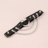 Punk Rock Sexy Leg Chain Leather Elastic Spiked Leg Harness For Women Girls Goth Heart Thigh Garter Belt Rave Body Jewelry