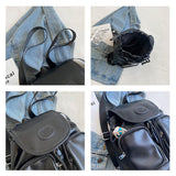Luxury Leather Drawstring Backpack