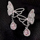 New Pink Butterfly Tassel Earrings Fashion Zircon Pendant Earrings Birthday Party Jewelry Gift Accessories