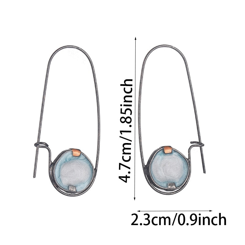 New Moonstone Two-color Light Blue Round Earrings Hook Pendant Earrings Suitable for Fashionable Women Earrings Accessories