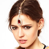 Maytrends Bohomia Indian Fashion FringeHead Tiara Hair Accessories Women Girl Rhinestone Forehead Headband Trend Head Chain Eyebrow Drop