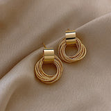 Maytrends Fashion Korean Metal Elegant Hoop Earring Woman New Vintage Geometric Statement Earrings Jewelry Brincos Gift