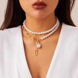 Maytrends Vintage Natural Pearl Multilayer Sexy Choker Necklace Women Irregular Water Droplet Pendant Wed Bridal Bead Chain Neck Jewelry
