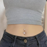 14G Belly Button Piercing Heart Navel Ring 316L Surgical Stainless Steel CZ Belly Piercing Ombligo Jewelry for Women