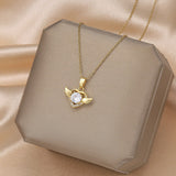 Korean Angel Wings Love Necklace Korean Romantic Charm Pendant Necklace Commemorative Day Party Valentine's Day Jewelry