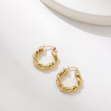 Maytrends new Trend gold color Distortion Interweave  Hoop Earrings for Women Punk Twist stainless steel Circle Statement Ear buckle