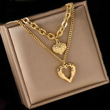 Fashion Stainless Steel Small Uneven Folds 2 Love Necklace High-end Sense Party Accessories Non-fading High-quality Gifts