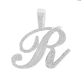 Maytrends New A-Z Cursive Letter Paved Crystal Pendant Necklace For Women Bling Initial Alphabet Rope Chain Necklace Jewelry