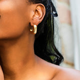 Maytrends Punk Metal Geometry Half Square Earrings Minimalist Aesthetics Gold Color Drop Earrings Trendy Women's Jewelry