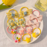 Kawaii Flower Bow Scrunchies Set Children Gift Girls Elastic Hair Rubber Bands Accessories Tie Hair Ring Rope Headdress Headwear