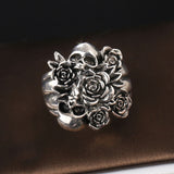 Punk Rose Skull Head Ring Gothic Fashion Women's Ring Holiday Birthday Halloween Party Jewelry Accessories