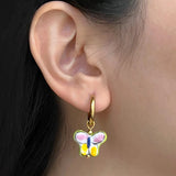 Maytrends Y2k Aesthetic Hand Painted Butterfly Earrings for Women Stainless Steel Circle Huggies Flower Heart Bead Hoop Earring Trend