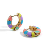 Maytrends Cute Lovely Color Enamel Metal Round Circle Hoop Earrings for Women Y2K Aesthetic Small Huggie Earrings Hoops Pendientes Jewelry