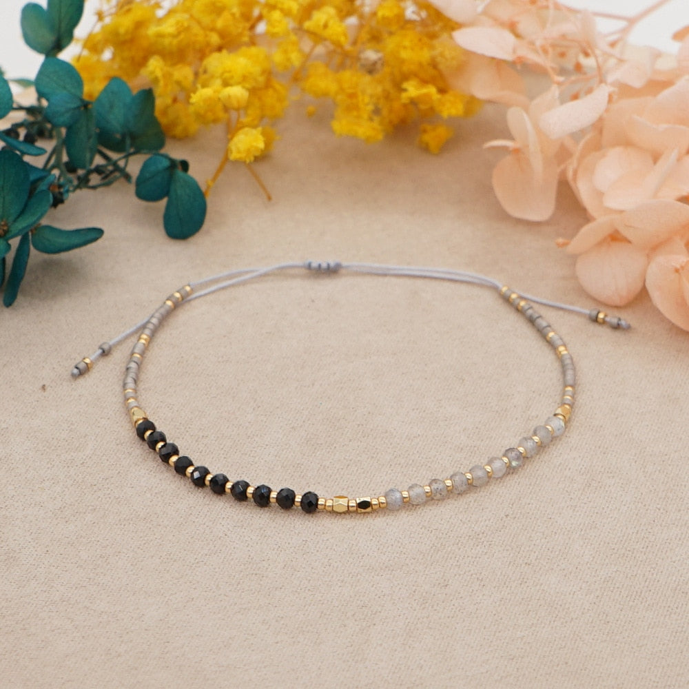 Simple Bohemian National Wind Bead Bracelet Agate Natural Stone Woven Beads Bracelet for Women