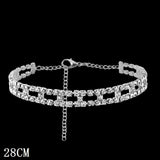 Maytrends Hip Hop Iced Out Chunky Cuban Chain Anklets For Women Luxury Rhinestone Link Ankle Bracelet Beach Barefoot Jewelry