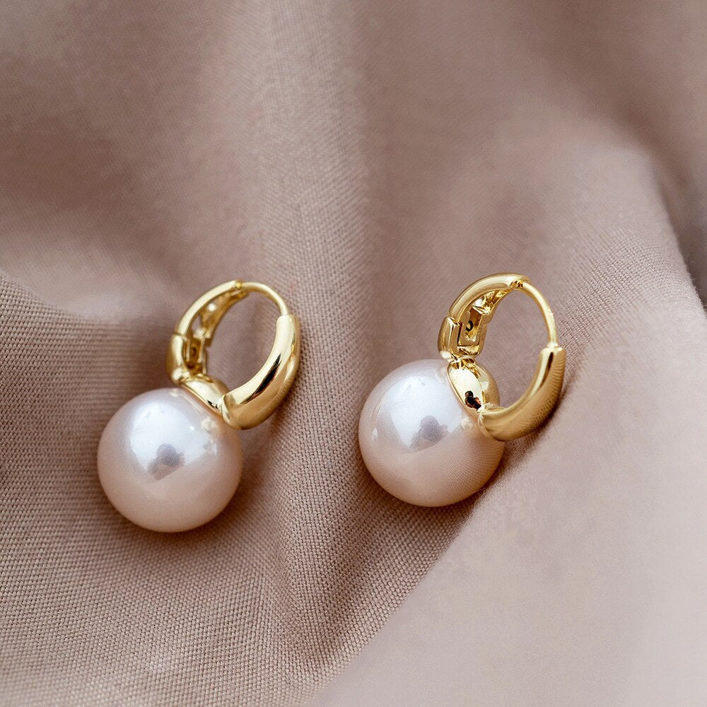 Fashion Gold Color Hoop Earring Silver Heart Charm Studs Earrings for Women Girl's Charm Party Jewelry Accessories