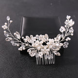 Crystal Rhinestone Flower Pearl Hair Comb Headband Tiara Hairpin For Women Bride Party Wedding Bridal Hair Accessories Jewelry