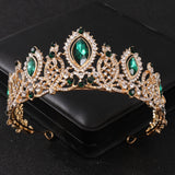 Maytrends Baroque Green Crystal Tiaras And Crowns Rhinestone Prom Bridal Wedding Hair Accessories Jewelry Crown Tiara For Women Bride Gift