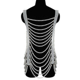 Maytrends Sexy Pearl Body Chain For Women Necklaces Shawl Female Punk Style Beaded Collar Shoulder Sweater  Long Chain Bridal Body Jewelry