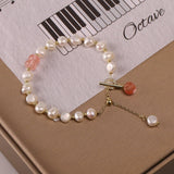 Vintage Freshwater Beads Charms Bracelets for Women Luxury Jewelry Cubic Zircon Bracelet  Bangles