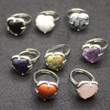 Ethnic Style Natural Stone Love Ring New Simple and Adjustable Opening Ring Girls' Day Party Holiday Jewelry Gift Accessories