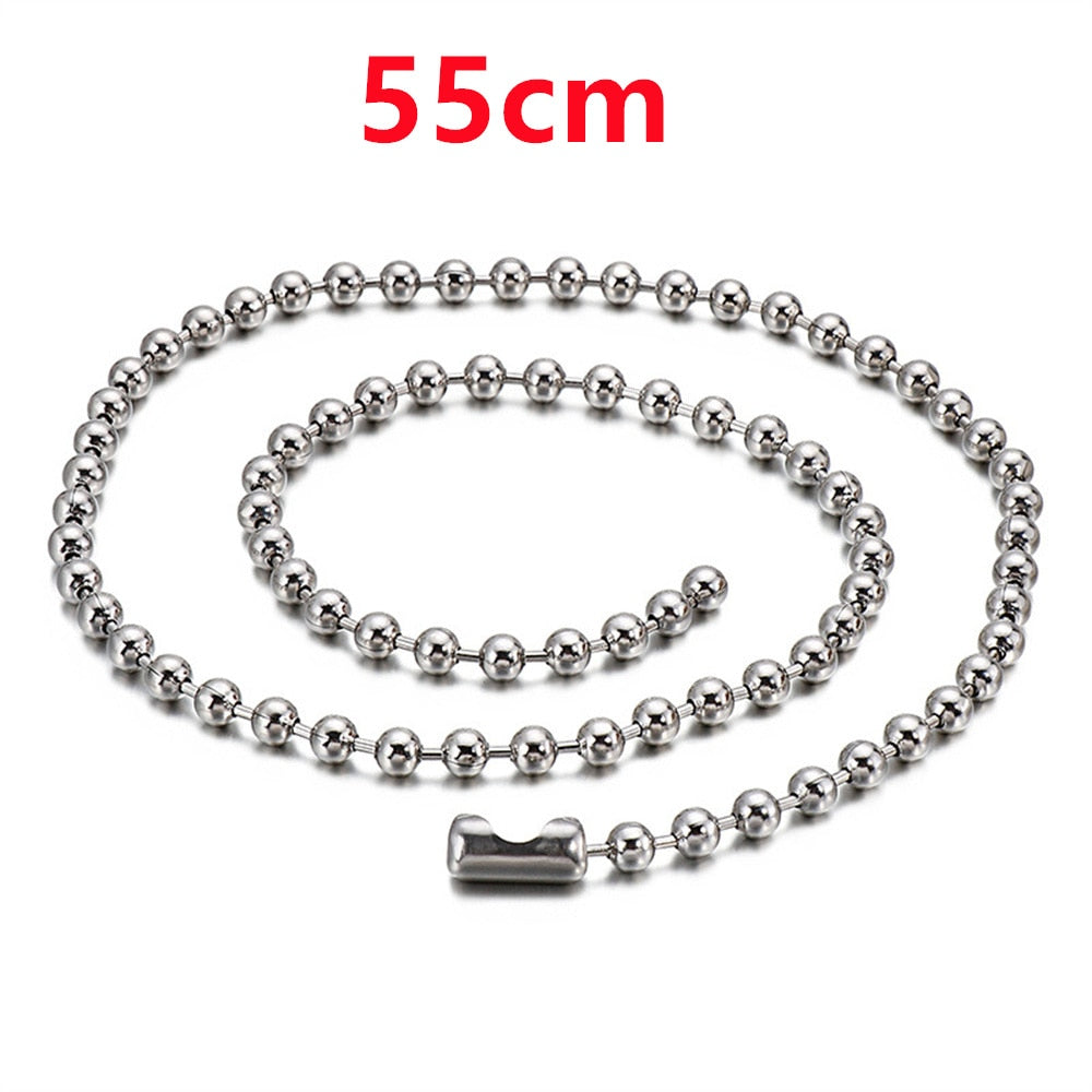 Maytrends 2.4mm Rock Stainless Steel Necklace For Men Fashion Silver Color Bead Long Chain Necklace Hip HOP Women Jewelry Gift Boyfriend