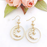 New Moonstone Moon Sun Dangling Earrings Women Fashion Personality Hundred Exaggerated Earring Party Jewelry Gift