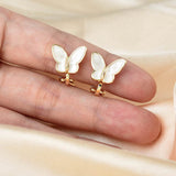 Korea Style Butterfly Clip On Earrings Without Piercing Cute No Hole Gold Color Resin Jewelry Ear Cuff Party Gift