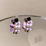 Maytrends Purple Sweet Ball Butterfly Flower Tassel Drop Earrings Fashion Women's Travel Holiday Jewelry Accessories