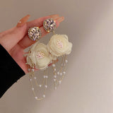 Maytrends Fashion Pearl Flower Tassel Earings Holiday Style Exaggerated All-match Earrings Women