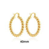 Maytrends Vintage 18K Gold Plated PVD Thick Hammered Hoop Earrings for Women Waterproof Twist Circle Round Huggie Ear Ring Femal Jewelry