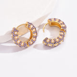 Maytrends New Trendy Multicolour Rhinestone Small Hoop Earrings for Women Crystal Pearl Thick Ear Buckle Huggie Earrings Fashion Jewelry