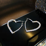 Korean Diamond Love Big Earrings for Women Exquisite Design Sense Heart Shaped Accessories Party Jewelry