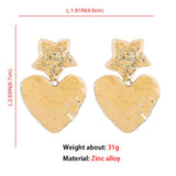 Vintage Love Heart Dangle Earrings For Women Creative Design Irregular Pentagram Earrings Female Dinner Party Jewelry