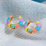 Maytrends Cute Lovely Color Enamel Metal Round Circle Hoop Earrings for Women Y2K Aesthetic Small Huggie Earrings Hoops Pendientes Jewelry