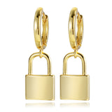 Maytrends Huggie Padlock Earrings Gold Color Female Key Lock Drop Earrings for Women Men Ear Piercing Jewelry