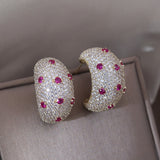 Europe America hot fashion jewelry 18K gold plating luxury C-shaped zircon earrings elegant women's wedding party accessories