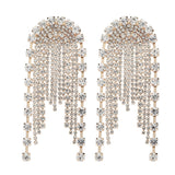 Maytrends Europe And America New Exaggerated Full Rhinestone Tassel Earrings For Women Party Wedding Statement Jewelry Long Earings Gifts