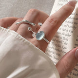 Fashion Sterling Silver Oval Blue Stone Rings For Women Counple Wedding Engagement Vintage Accessories Fine Jewelry
