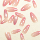 Maytrends Ins Sweet Gradient Pink False Nail Patch Almond Glossy Korean Style Fake Nail Wearable 24pcs Artificiall Nails Free Shipping