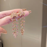 Maytrends Fashion Beaded Crystal Flower Tassel Earrings Exaggerated New Trendy Earrings Women