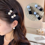 Maytrends 2pc Korean Velvet Elegant Pearl Hairpin Hair Claw Clips Grips for Girls Women Child Hair Party Washface Accessories Headband