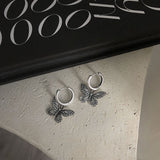 Maytrends Vintage 90s Butterfly Alloy Silver Color Hoop Earrings For Women Girl Trendy Harajuku Cool Hip Hop Animal Earrings Jewelry